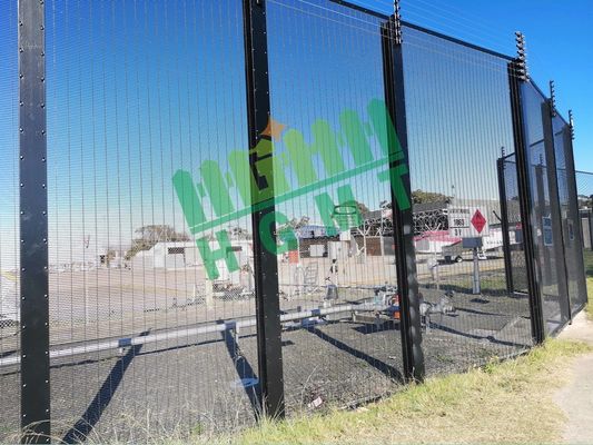 358 سياج أمن مضاد للتسلق مسحوق أسود مغلفة رؤية واضحة